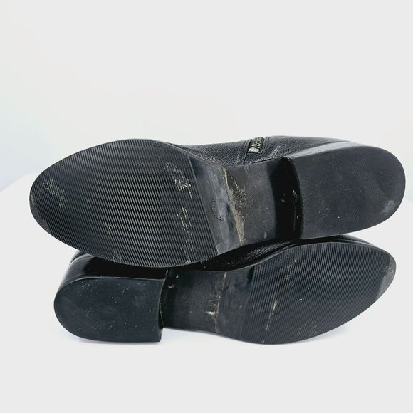 Michael Kors Tall Riding Boots 7 M Black Leather Almond Toe Knee High Side Zip - Picture 12 of 14